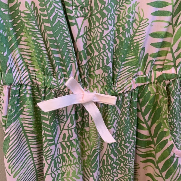 Girls Cherokee Pink and Green Palm Button Up Romper - Picture 5 of 7